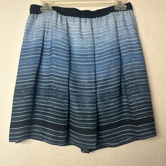 Vince skirt sz Small Blue Ombre Stripe Silk Drawstring Mini  Pockets - Picture 3 of 3